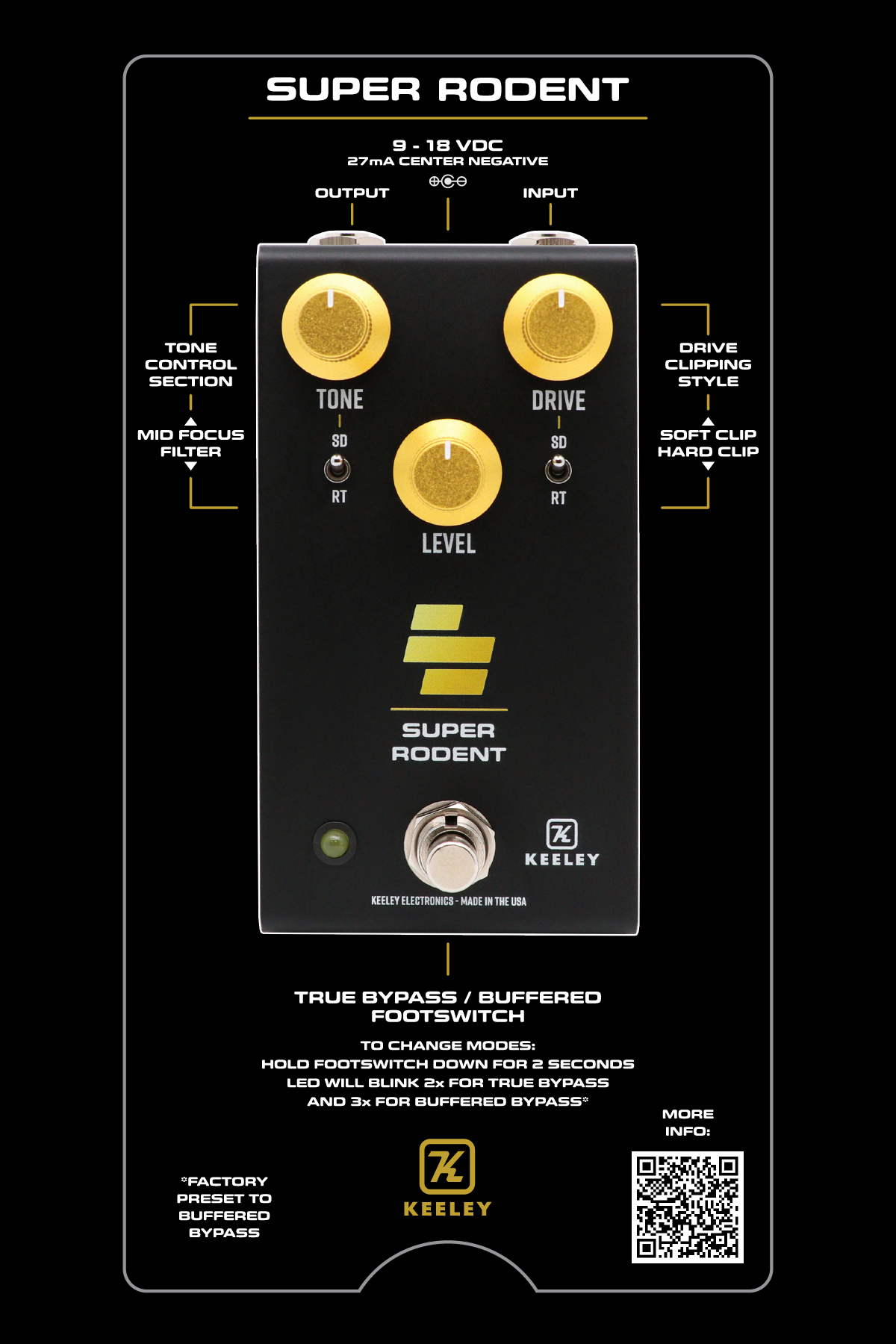Keeley Electronics - Super Rodent - Overdrive & Distortion